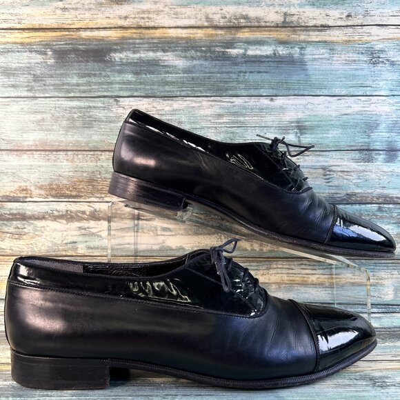 Salvatore Ferragamo Firenze Oxford Shoe Mens 9M Black Leather Cap Toe Dress Work main image 5